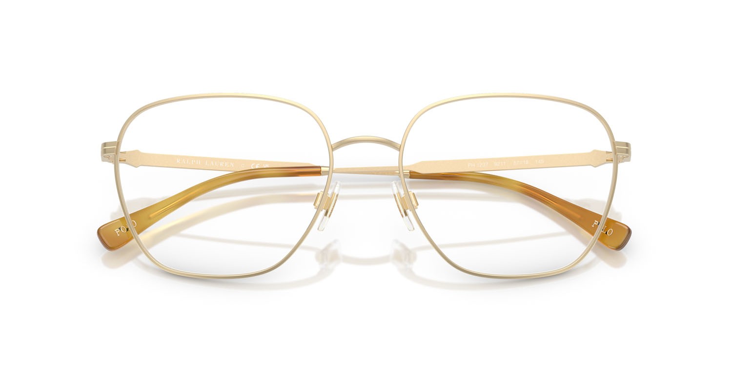 Eyeglasses Polo PH 1237 (9211) color oro pallido semi-brillante shape irregular lenses lente demo