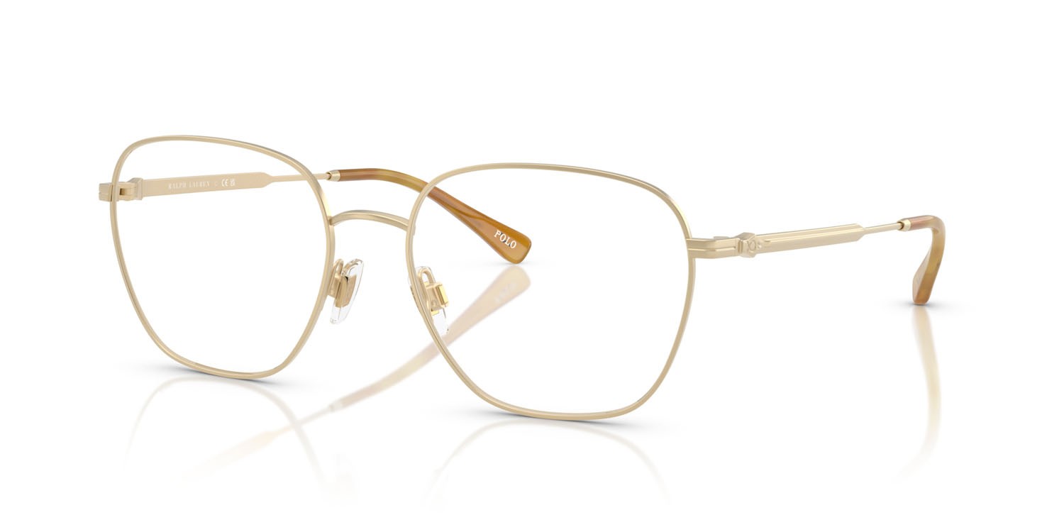 Eyeglasses Polo PH 1237 (9211) color oro pallido semi-brillante shape irregular lenses lente demo