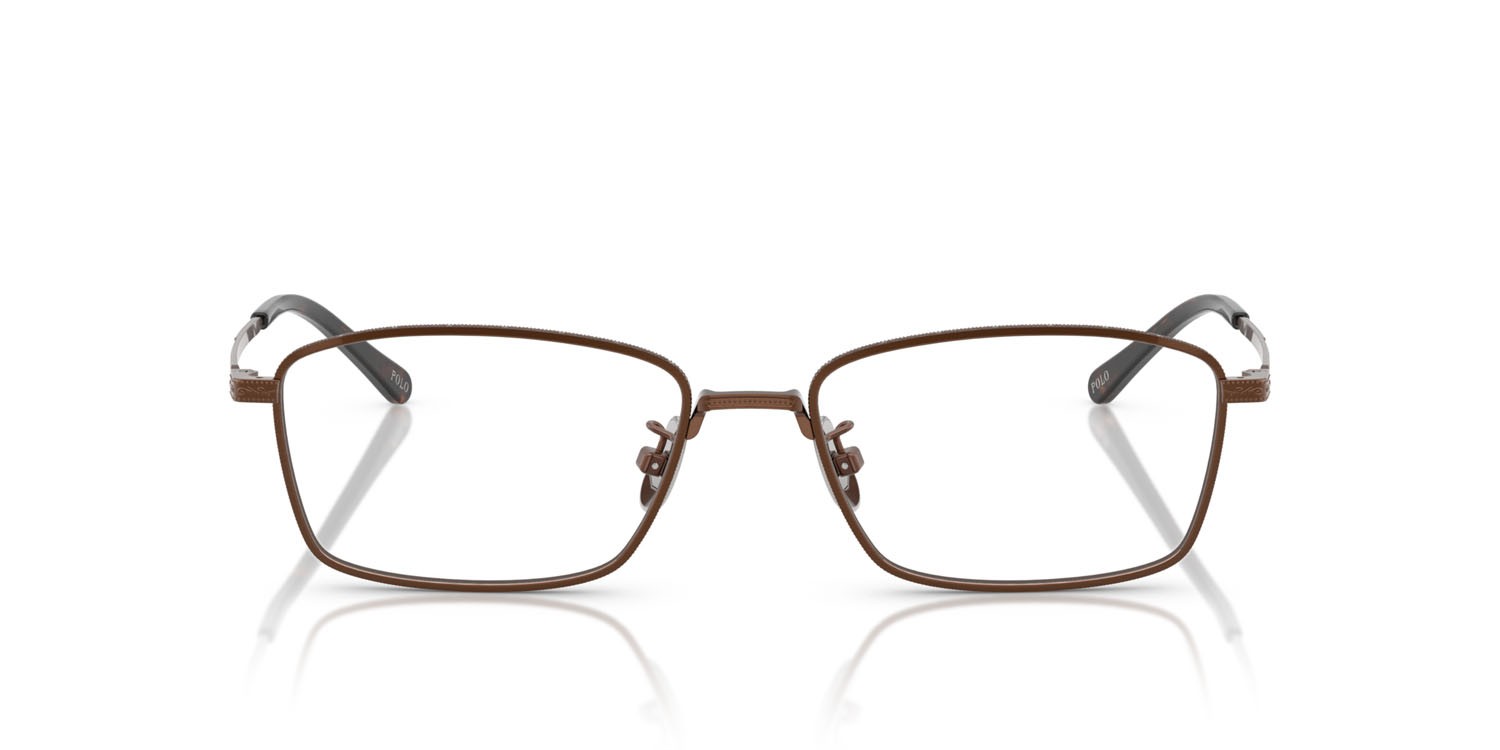 Eyeglasses Polo PH 1240TD (9147) color marrone brillante spazzolato shape rectangle lenses lente demo