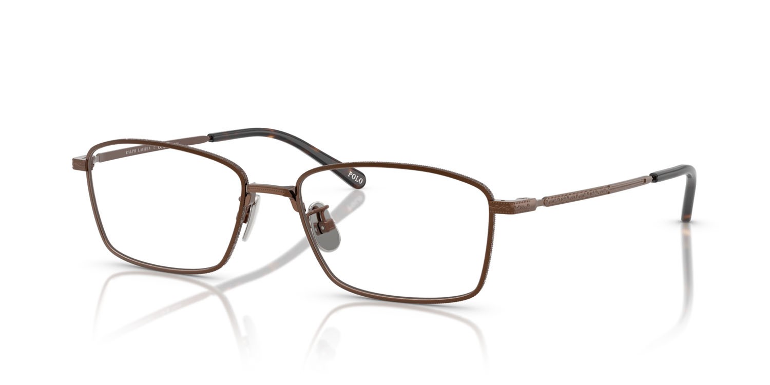 Eyeglasses Polo PH 1240TD (9147) color marrone brillante spazzolato shape rectangle lenses lente demo