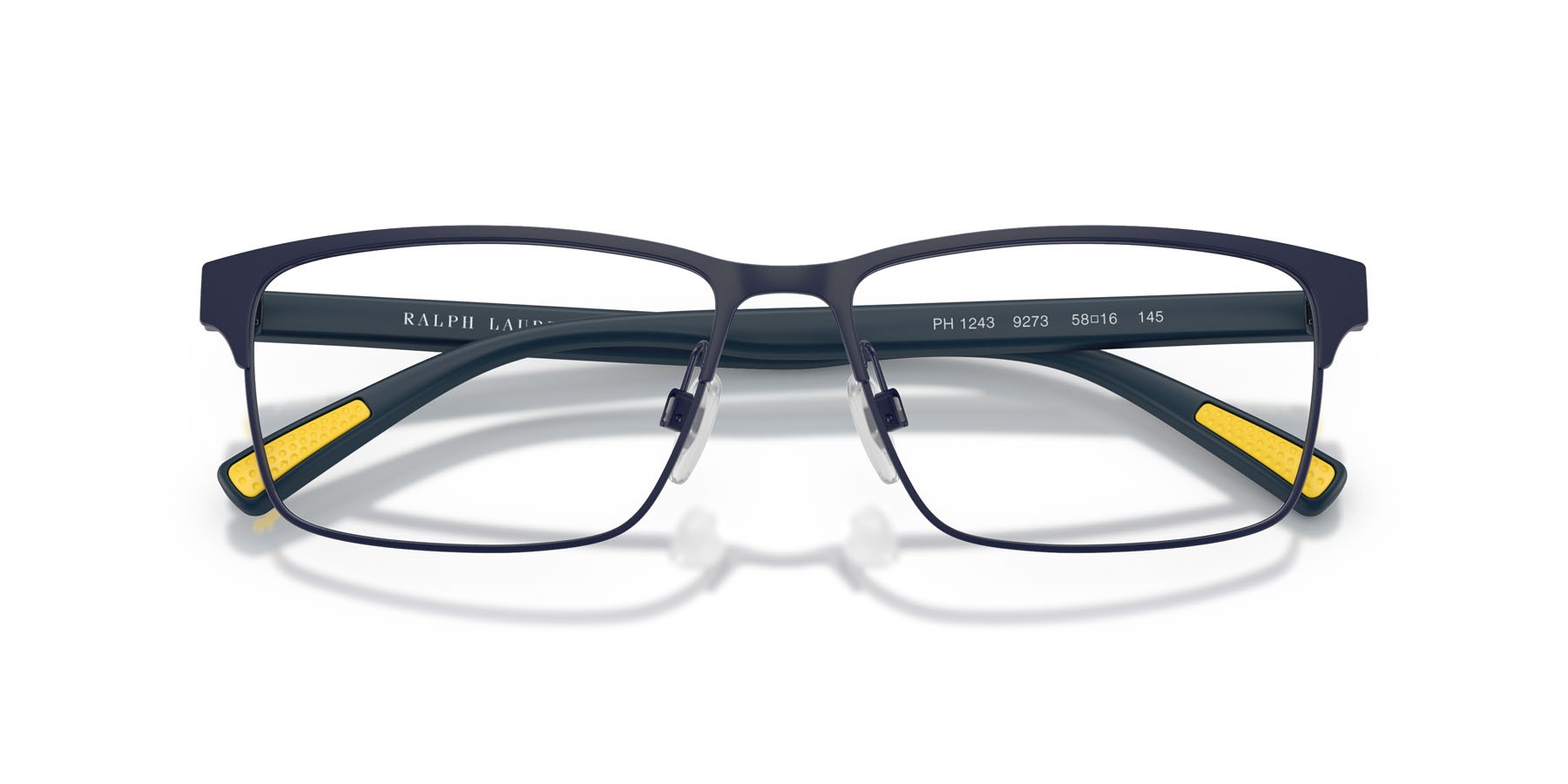 Eyeglasses Polo PH 1243 (9273) color blu navy semi-brillante shape rectangle lenses lente demo