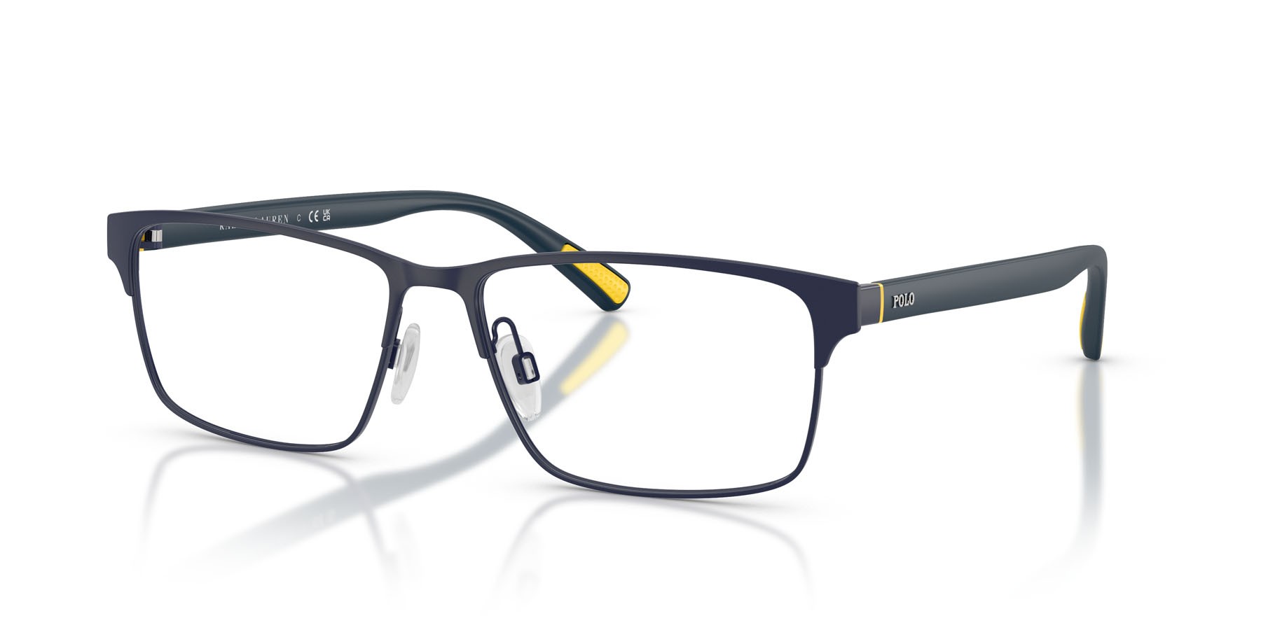 Eyeglasses Polo PH 1243 (9273) color blu navy semi-brillante shape rectangle lenses lente demo