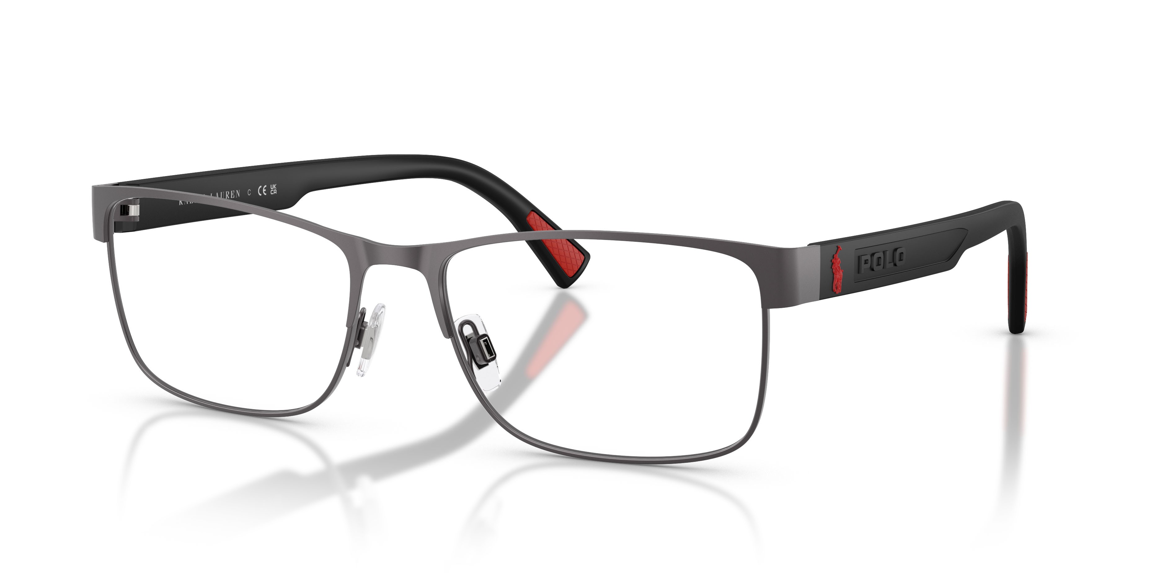 Eyeglasses Polo PH 1244 (9215) color gunmetal scuro semi-brillante shape rectangle lenses lente demo