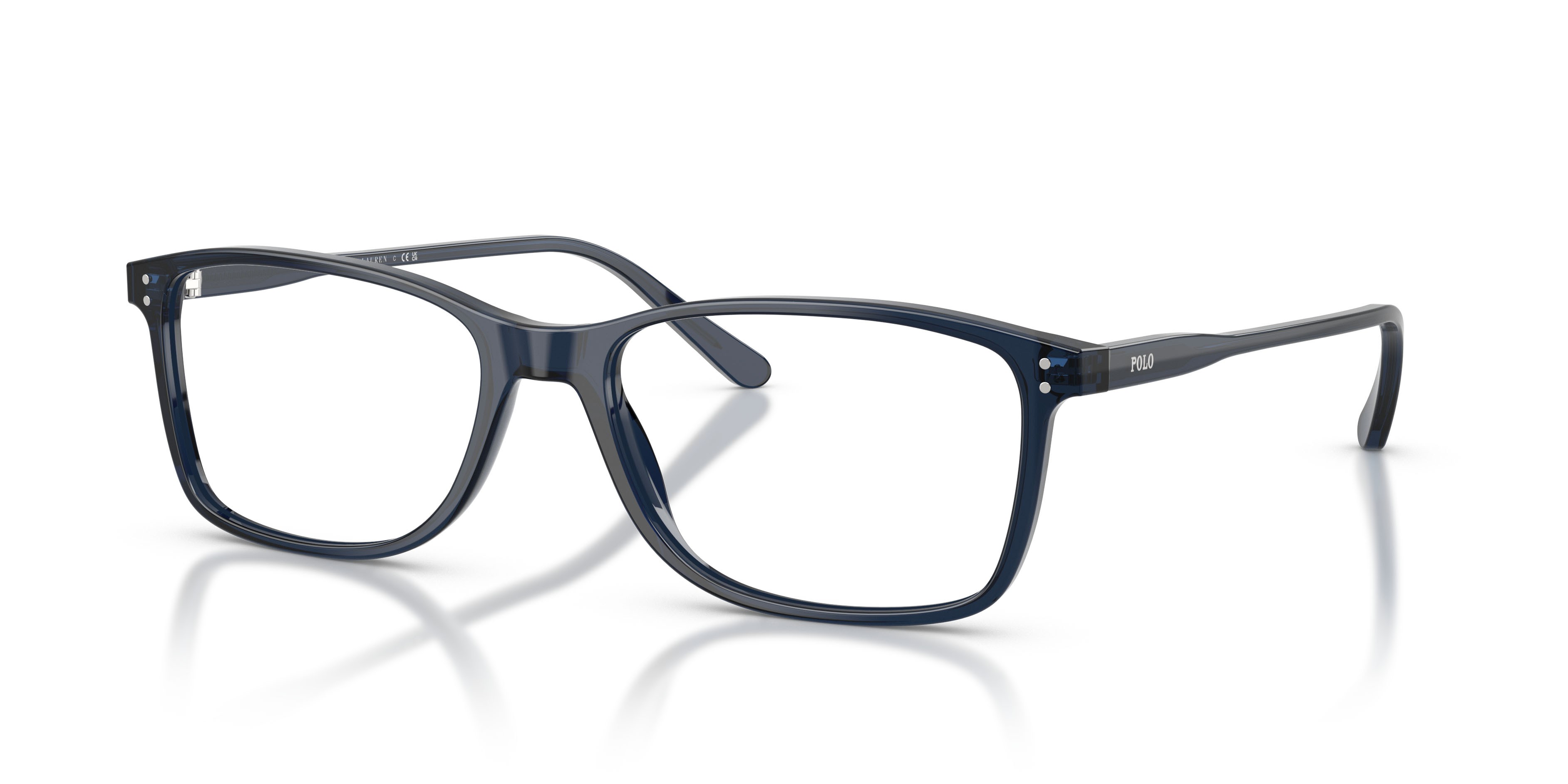 Eyeglasses Polo PH 2155 (5964) color blu trasparente lucido shape rectangle lenses lente demo