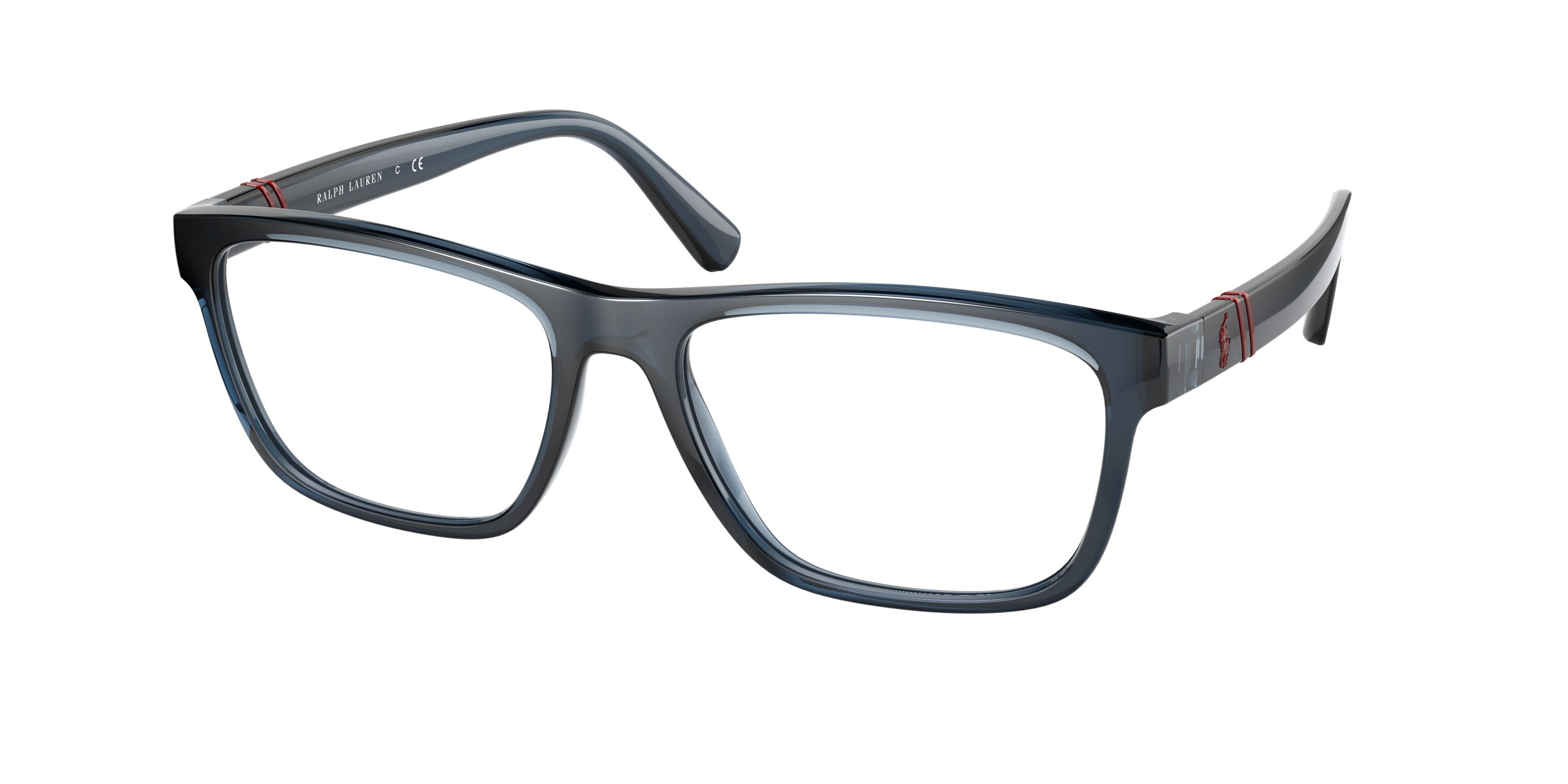 Eyeglasses Polo PH 2230 (5644) color blu trasparente lucido shape rectangle lenses lente demo