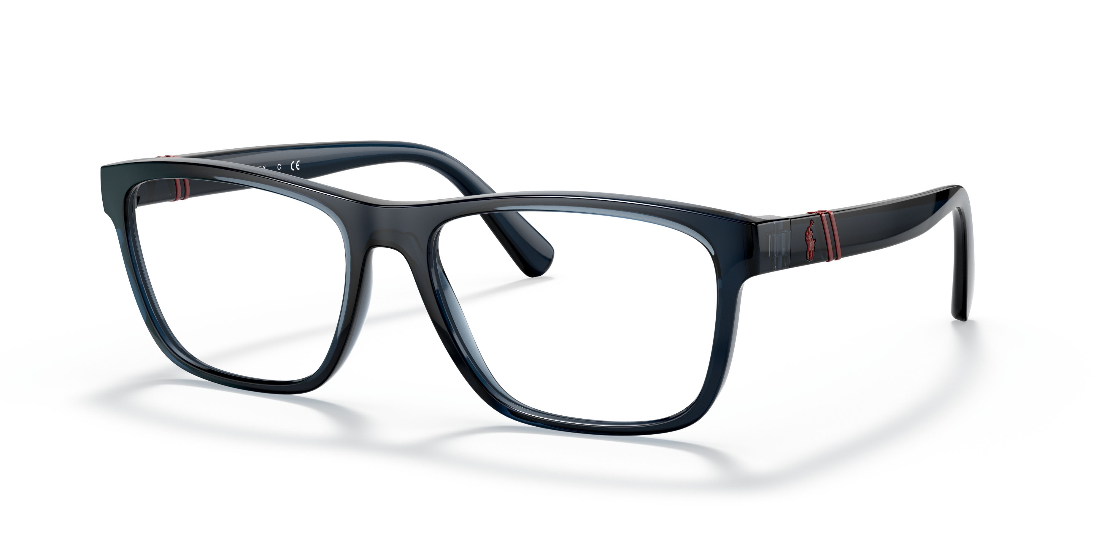 Eyeglasses Polo PH 2230 (5644) color blu trasparente lucido shape rectangle lenses lente demo