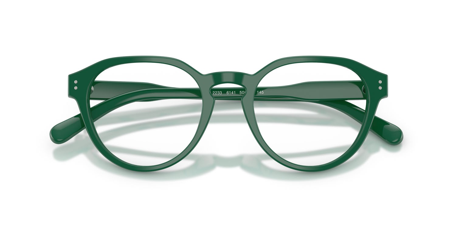 Eyeglasses Polo PH 2233 (6141) color verde scuro lucido shape pantos lenses lente demo