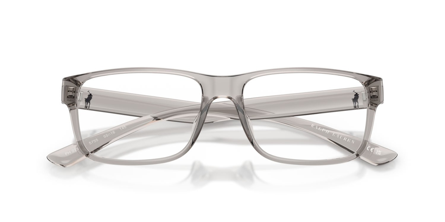 Eyeglasses Polo PH 2237U (5755) color grigio trasparente lucido shape square lenses lente demo