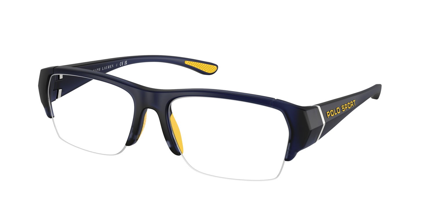 Eyeglasses Polo PH 2279U (5903) color blu opaco trasparente shape rectangle lenses lente demo