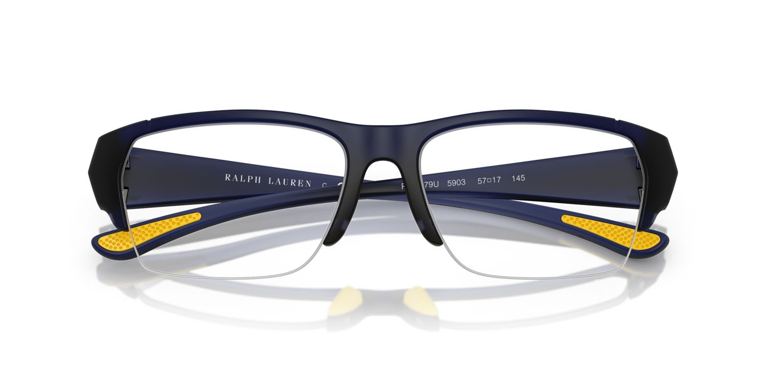 Eyeglasses Polo PH 2279U (5903) color blu opaco trasparente shape rectangle lenses lente demo
