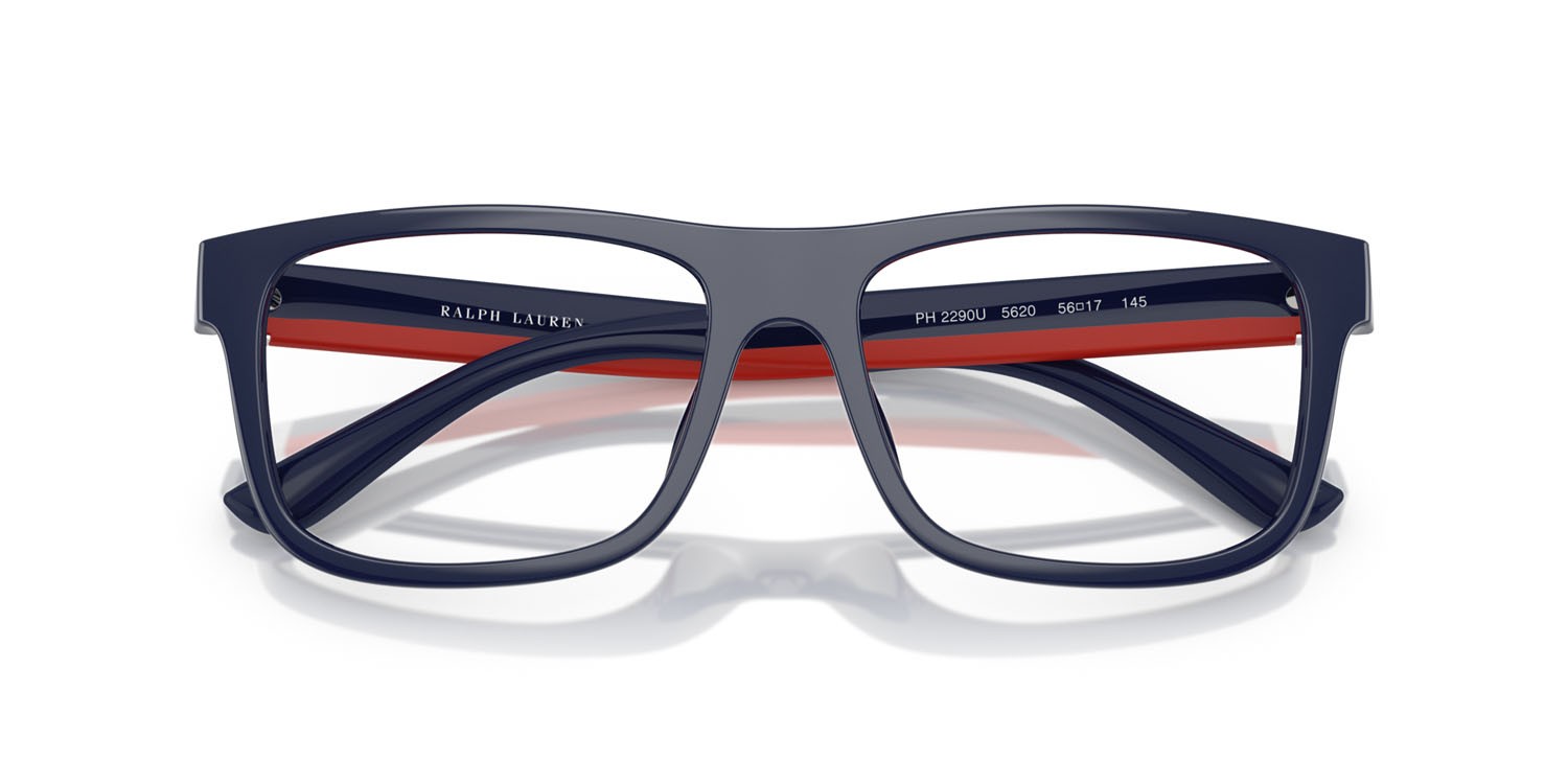 Eyeglasses Polo PH 2290U (5620) color blu navy brillante shape rectangle lenses lente demo
