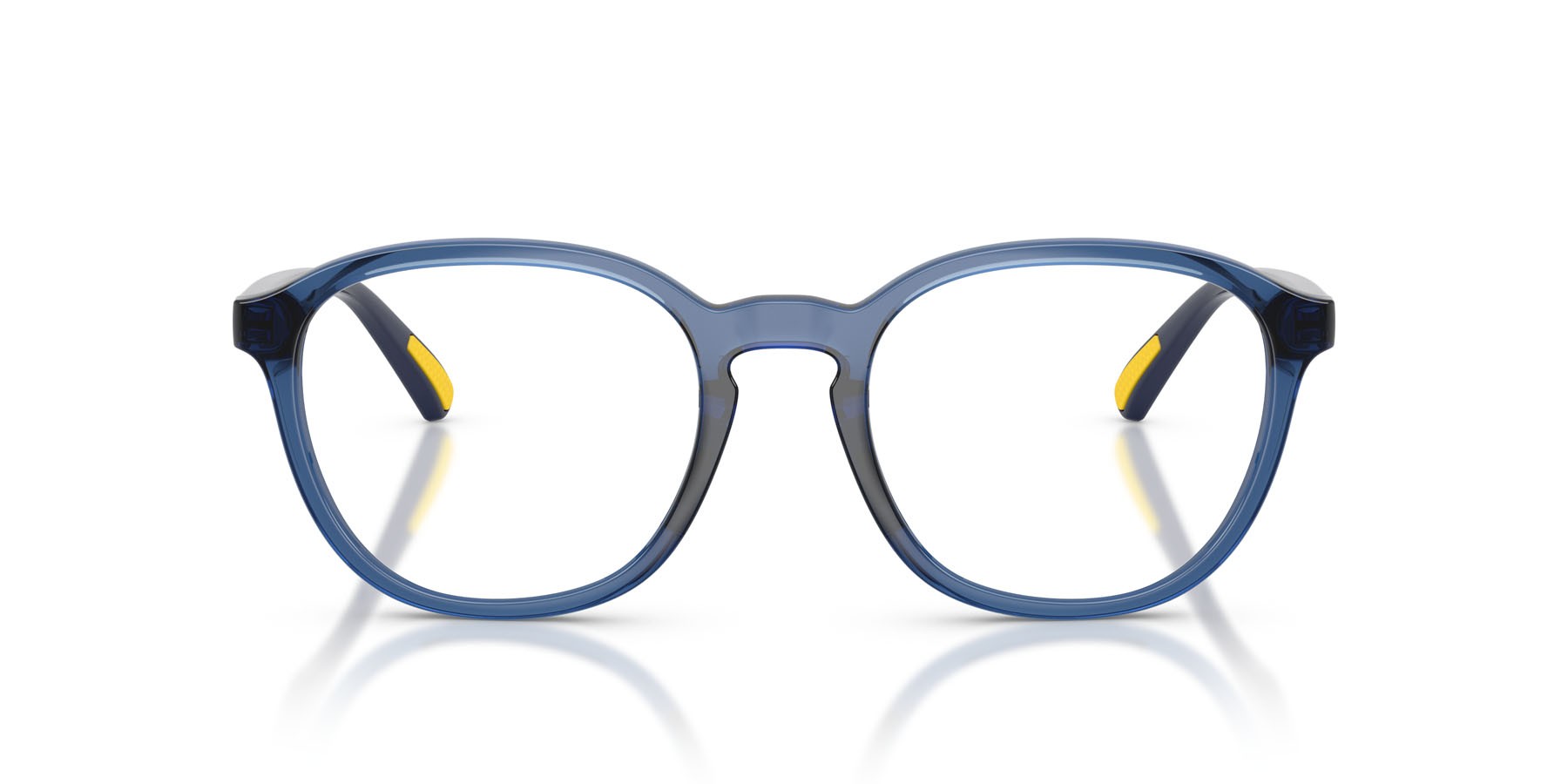 Eyeglasses Polo PH 2292U (5717) color blu navy brillante trasparente shape square lenses lente demo