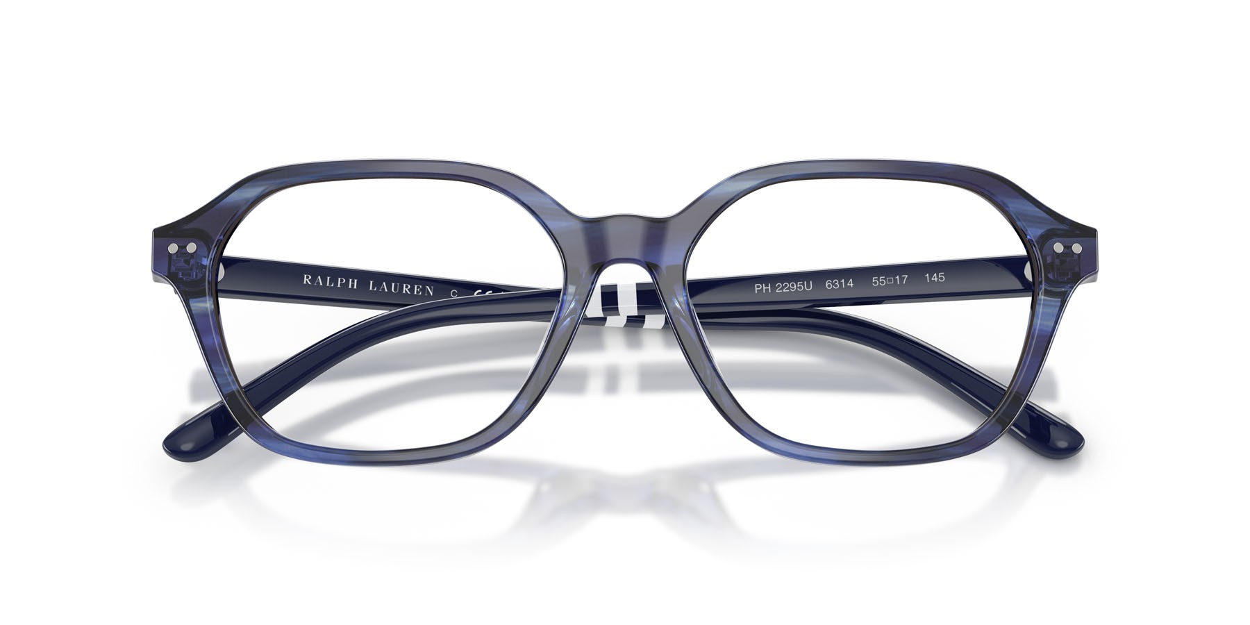 Eyeglasses Polo PH 2295U (6314) color blu brillante striato shape square lenses lente demo