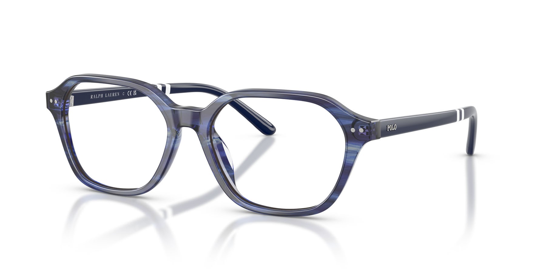 Eyeglasses Polo PH 2295U (6314) color blu brillante striato shape square lenses lente demo