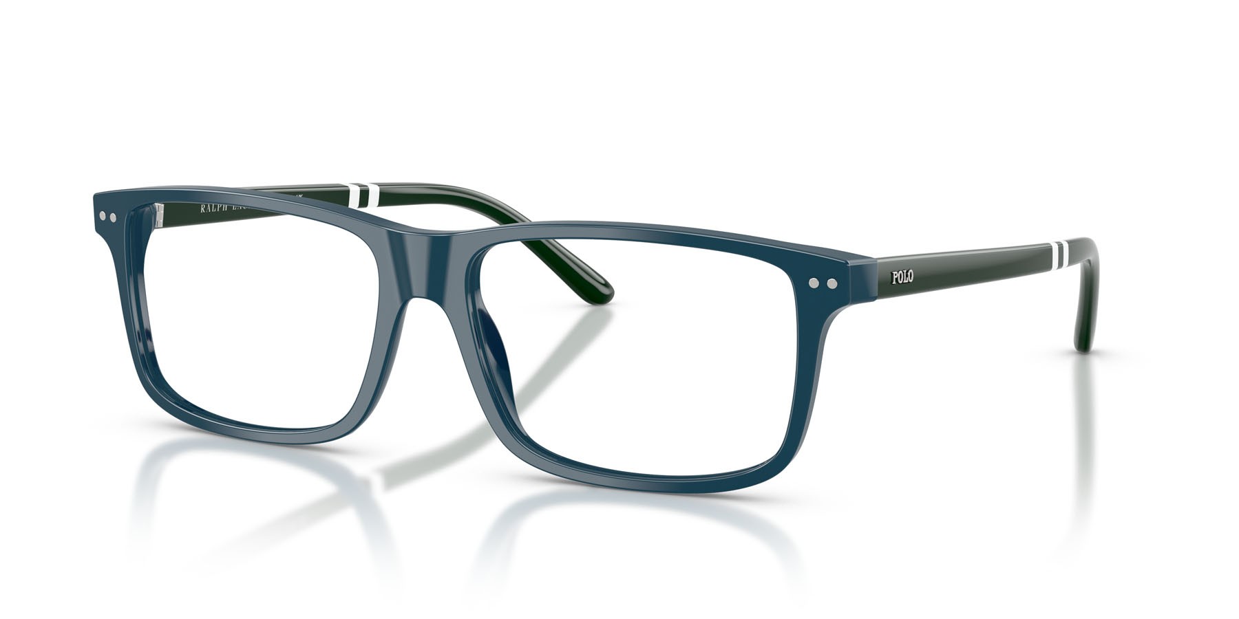 Eyeglasses Polo PH 2296 (5465) color blu navy brillante shape rectangle lenses lente demo