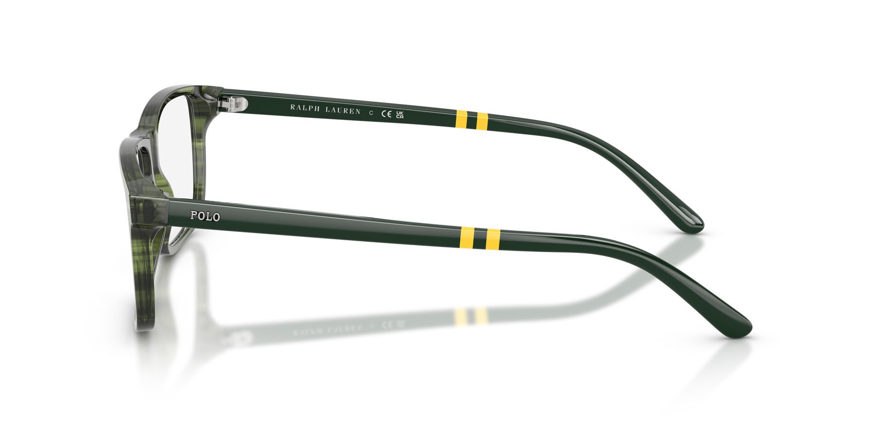 Eyeglasses Polo PH 2296 (6316) color shiny striped green shape rectangle lenses lente demo