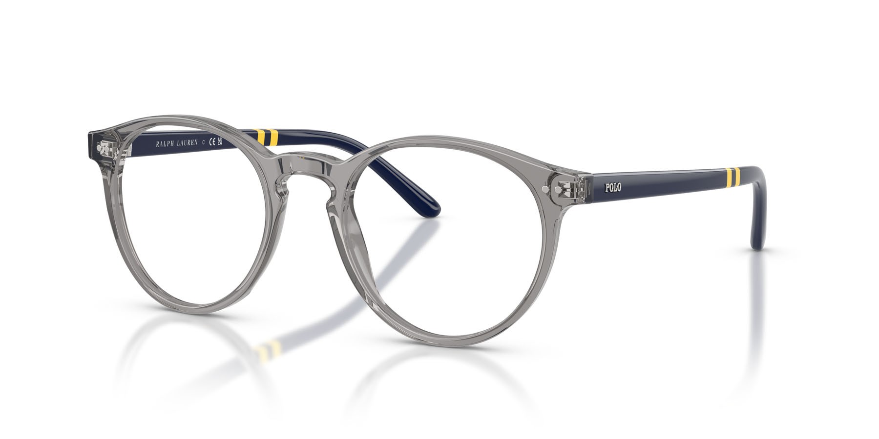 Eyeglasses Polo PH 2297 (6318) color grigio trasparente lucido shape round lenses lente demo