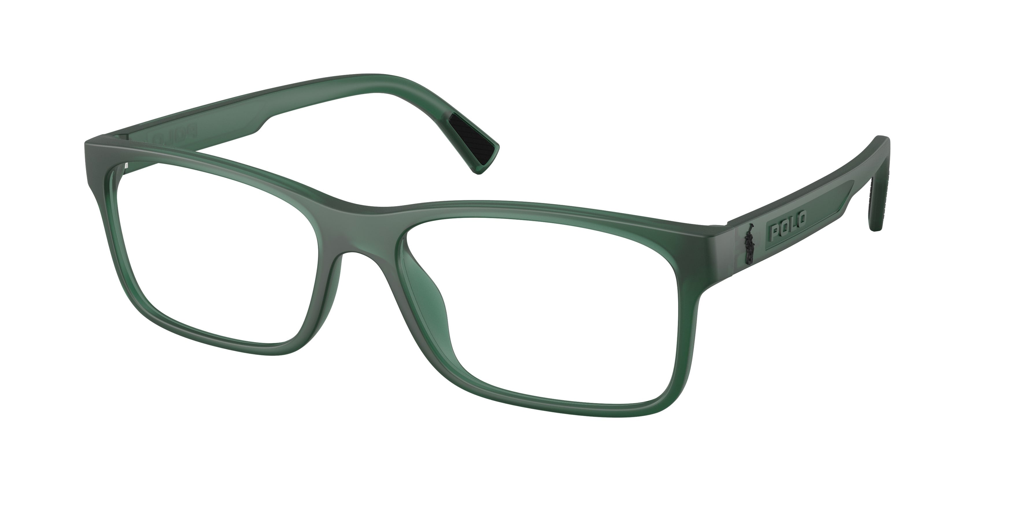 Eyeglasses Polo PH 2301U (6312) color verde opaco trasparente shape rectangle lenses lente demo