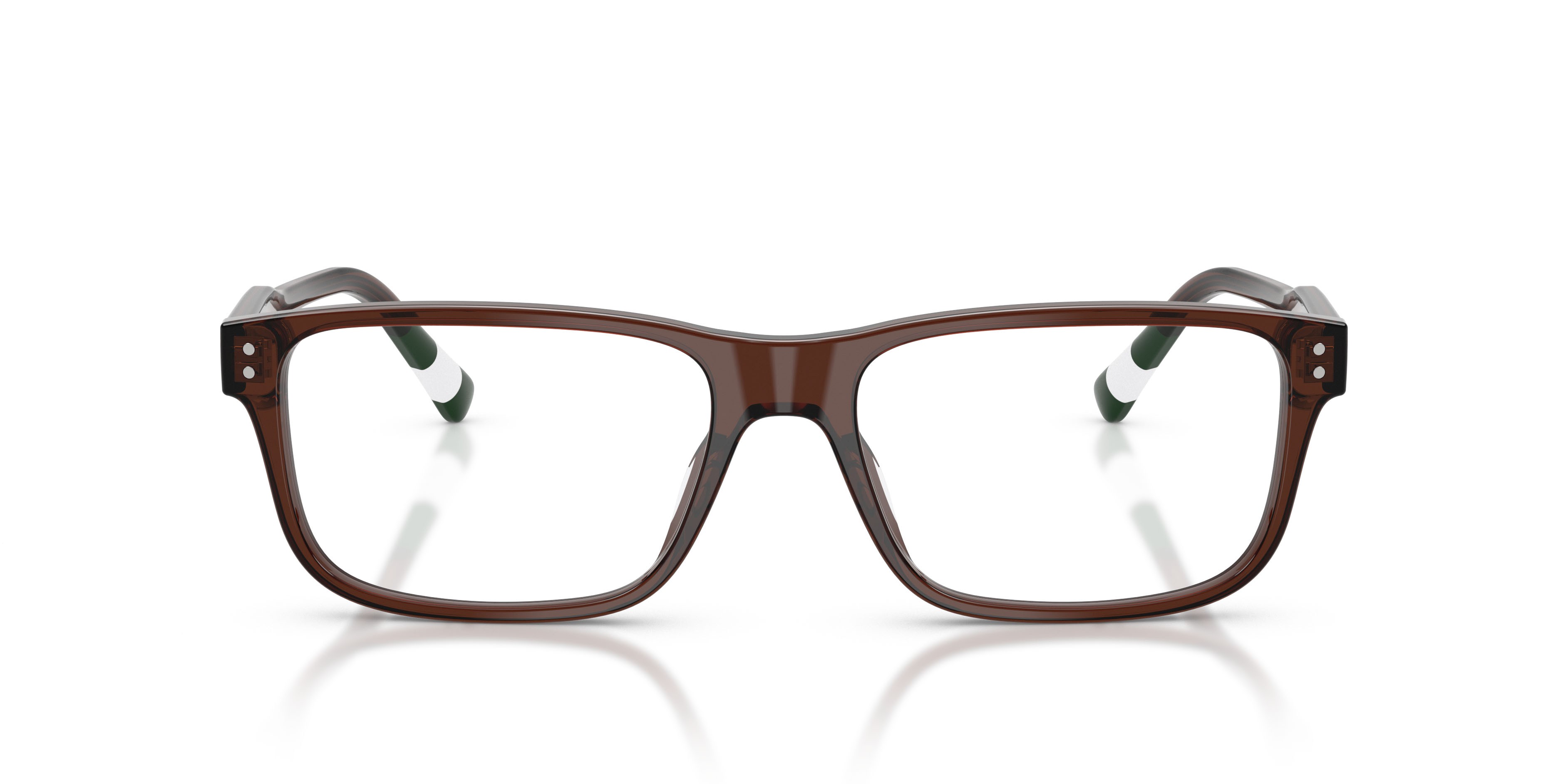 Eyeglasses Polo PH 2302U (6315) color marrone trasparente lucido shape rectangle lenses lente demo