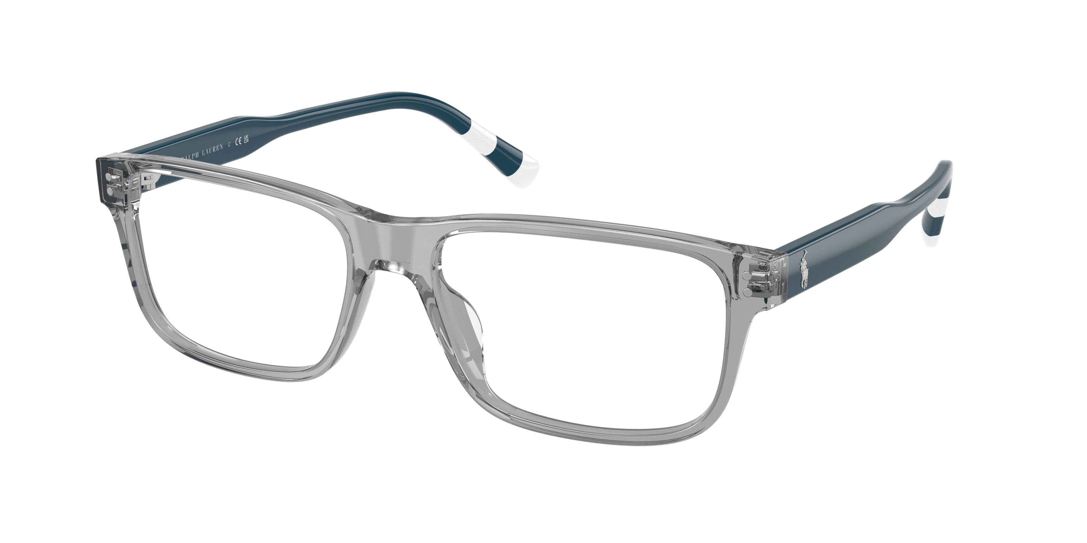 Eyeglasses Polo PH 2302U (6317) color grigio trasparente lucido shape rectangle lenses lente demo