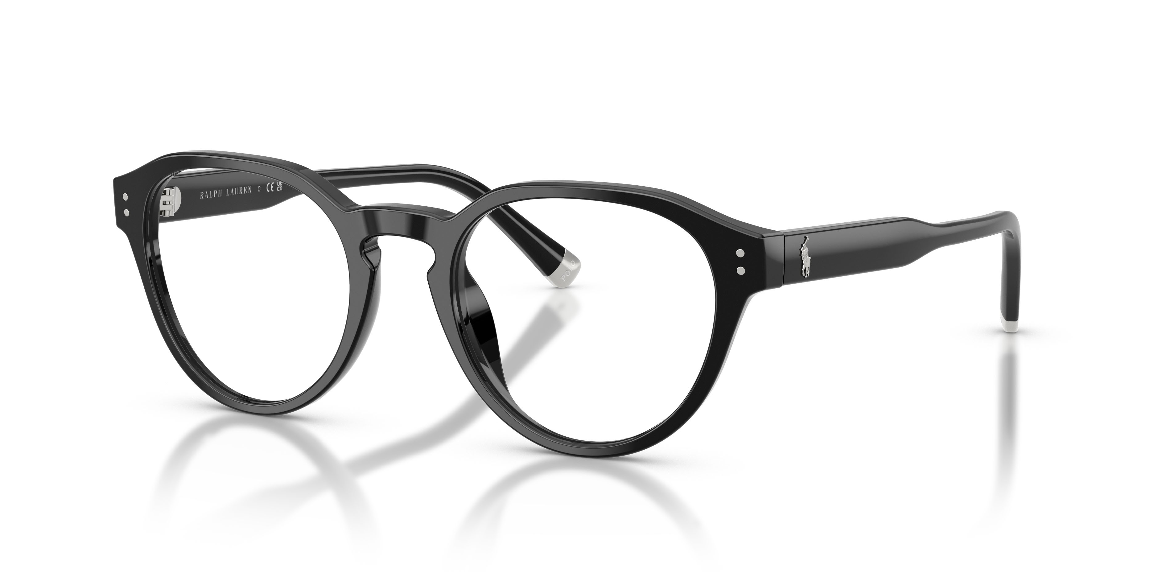 Occhiali da vista Polo PH 2304U (5001) colore nero lucido forma pantos lenti lente demo