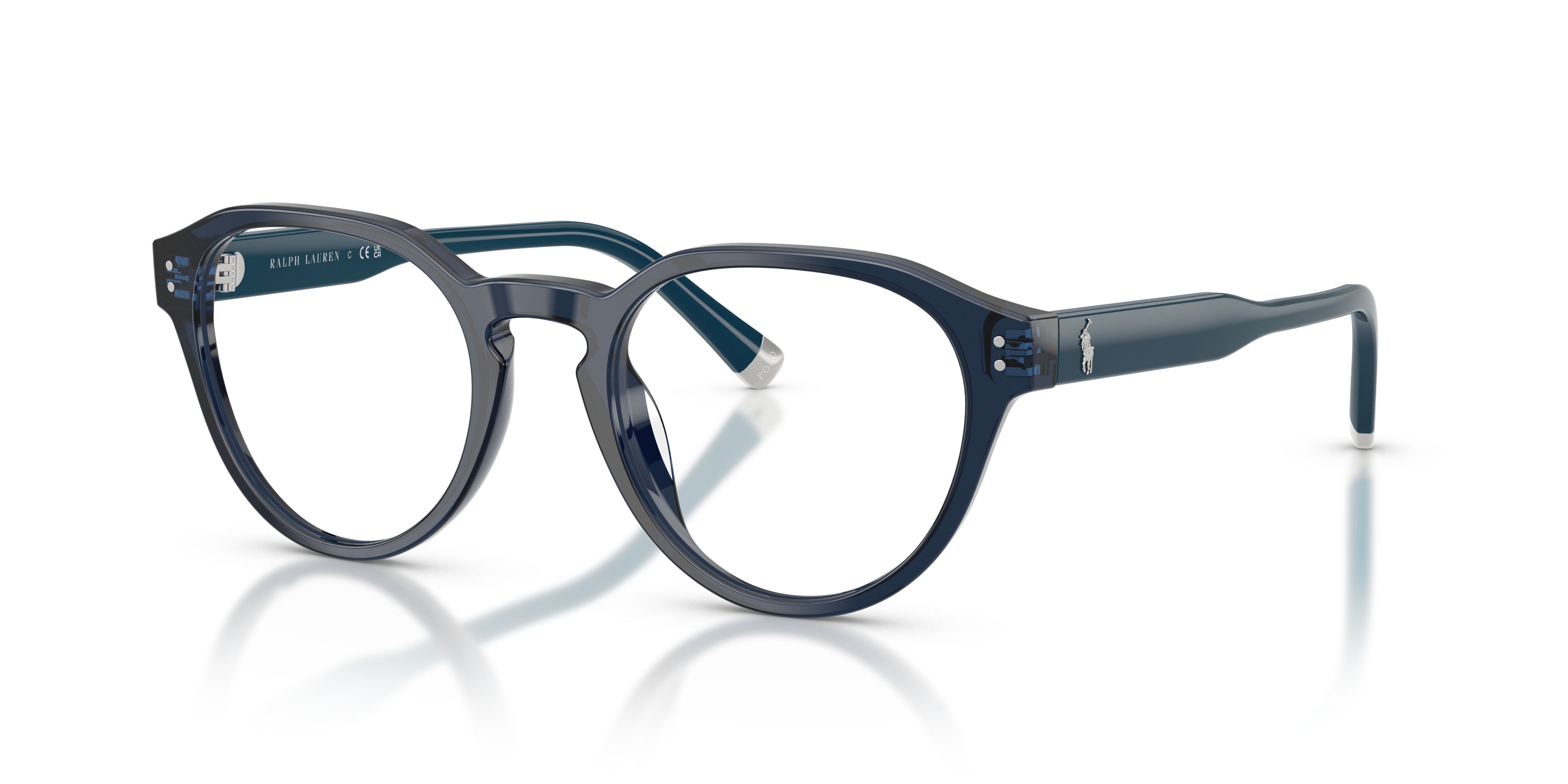 Occhiali da vista Polo PH 2304U (5955) colore blu navy brillante trasparente forma pantos lenti lente demo