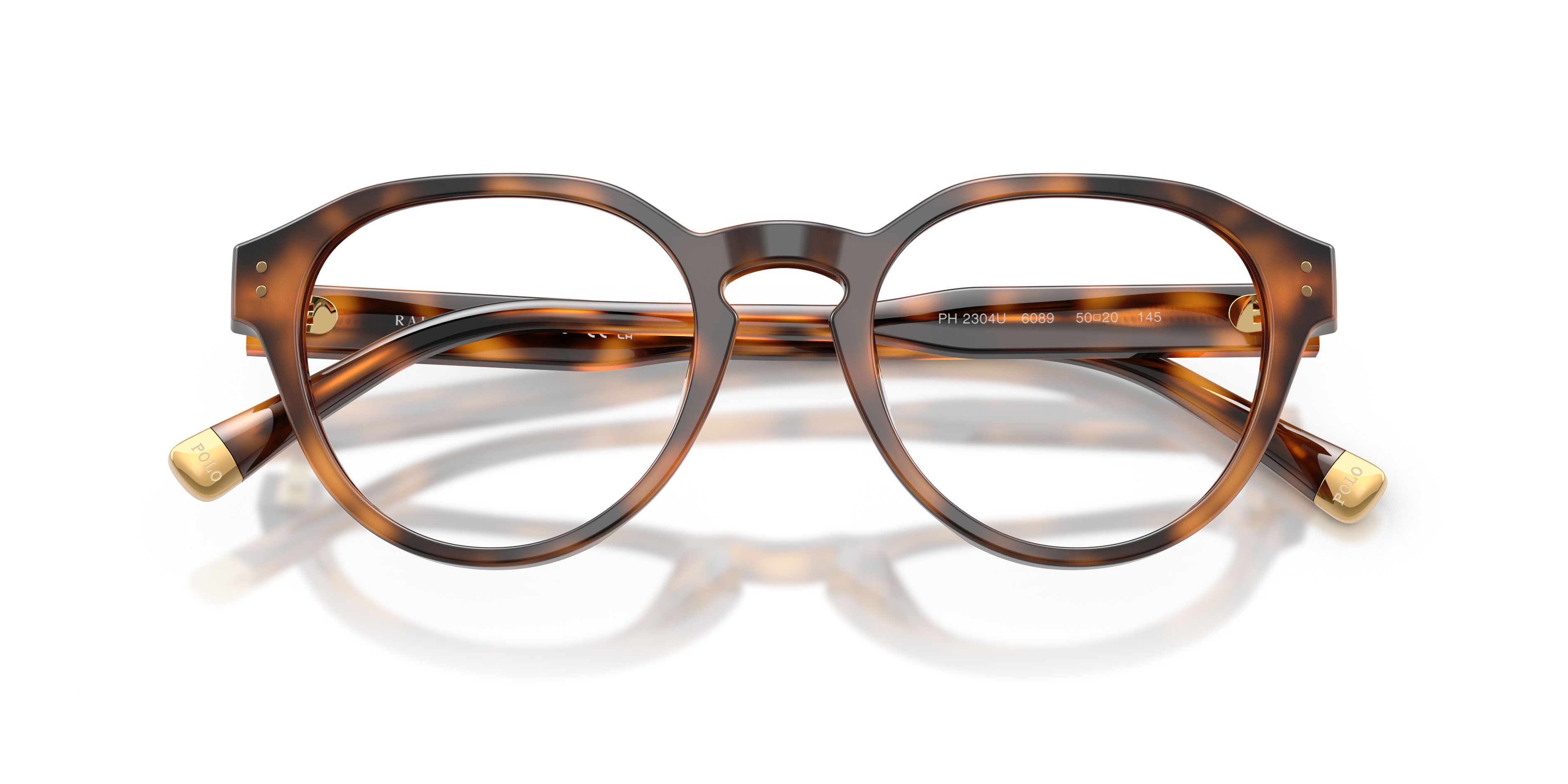 Eyeglasses Polo PH 2304U (6089) color rosso lucido havana shape pantos lenses lente demo