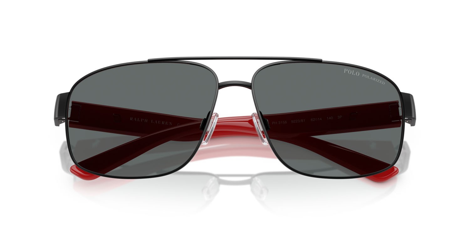 Occhiali da sole Polo PH 3156 (922381) colore nero semi-brillante forma aviator lenti polar grigio scuro