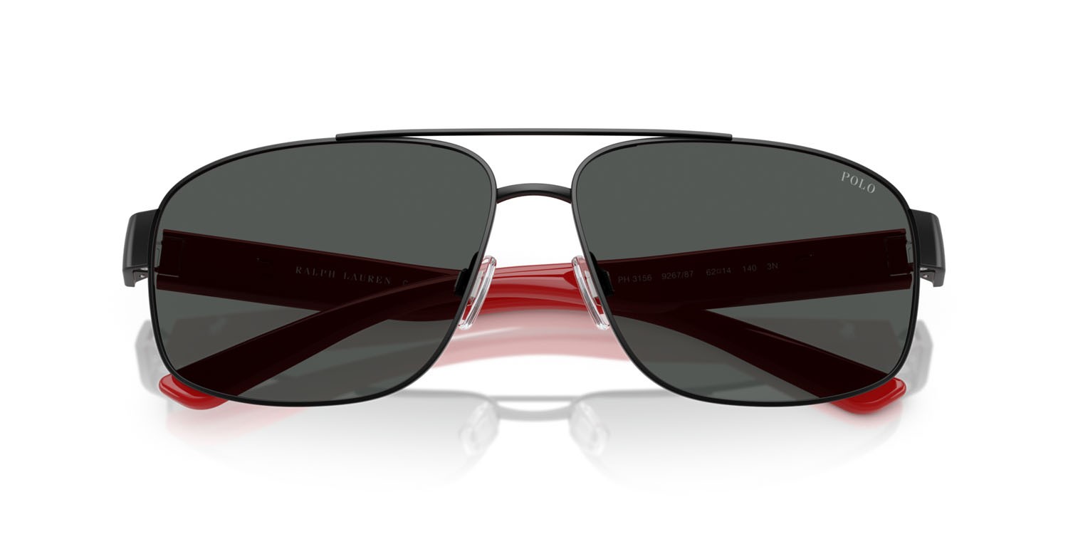 Occhiali da sole Polo PH 3156 (926787) colore nero semi-brillante forma aviator lenti grigio scuro