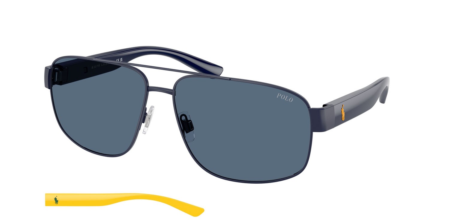 Occhiali da sole Polo PH 3156 (927380) colore blu navy semi-brillante forma aviator lenti blu scuro