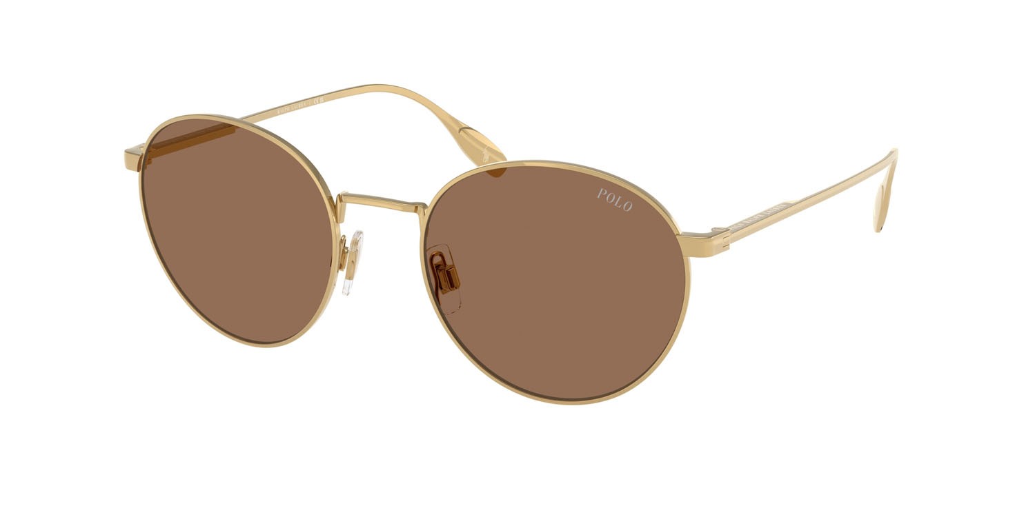 Sunglasses Polo PH 3158 (941173) color oro lucido shape round lenses marrone scuro