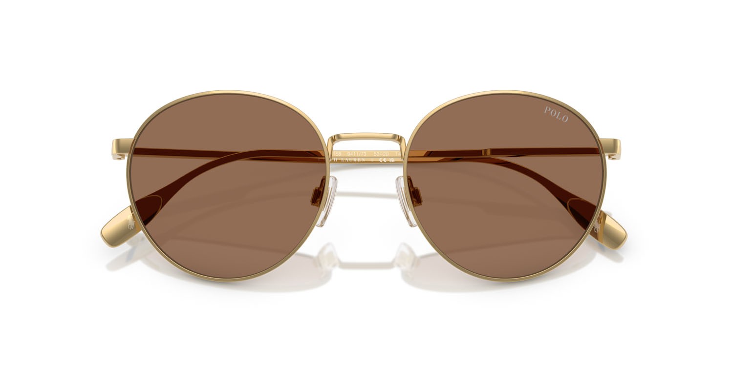 Sunglasses Polo PH 3158 (941173) color oro lucido shape round lenses marrone scuro