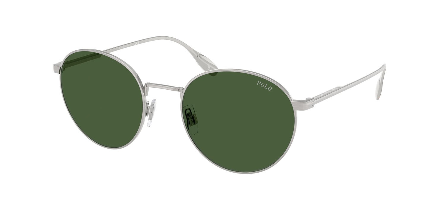 Sonnenbrillen Polo PH 3158 (942371) farbe argento spazzolato form rund gläser verde bottiglia