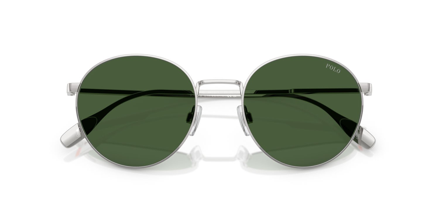 Sonnenbrillen Polo PH 3158 (942371) farbe argento spazzolato form rund gläser verde bottiglia