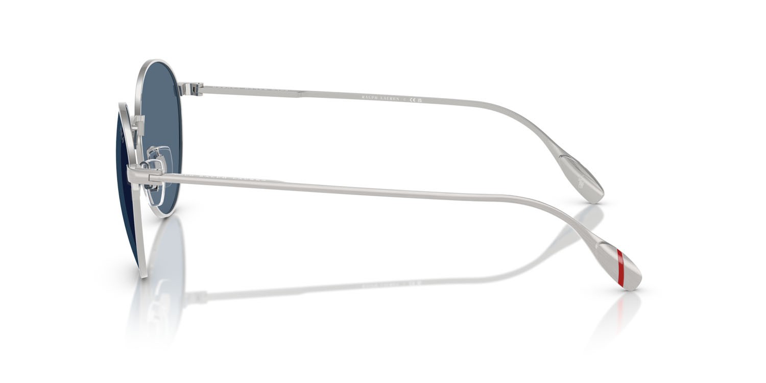 Sunglasses Polo PH 3158 (942380) color argento spazzolato shape round lenses blu scuro