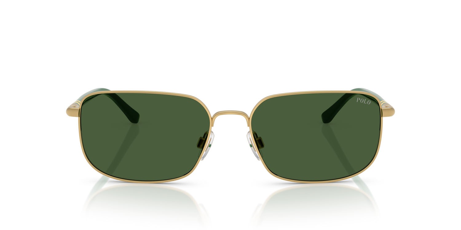 Sunglasses Polo PH 3159 (947771) color oro pallido semi-brillante shape rectangle lenses verde bottiglia