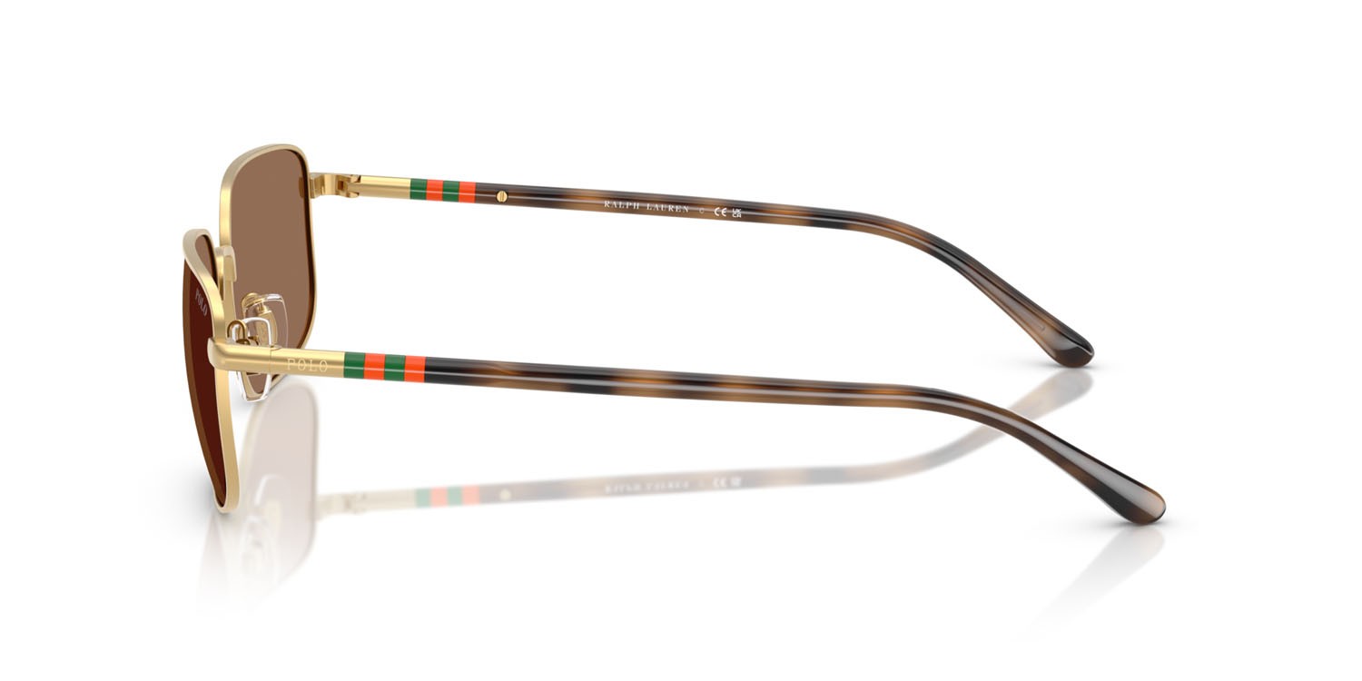 Sunglasses Polo PH 3159 (947773) color oro semilucido shape rectangle lenses marrone scuro