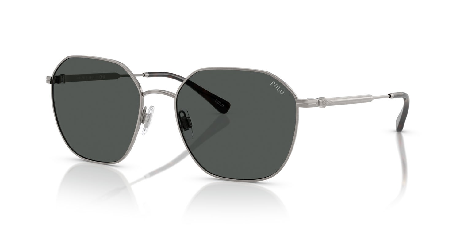 Occhiali da sole Polo PH 3160 (926687) colore metallo gunmetal spazzolato forma irregolare lenti grigio scuro