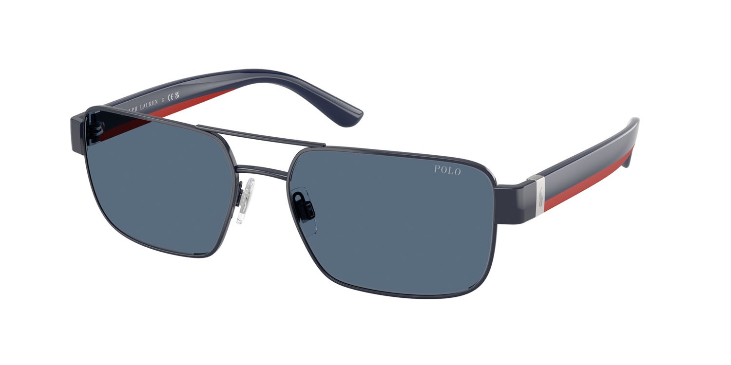 Occhiali da sole Polo PH 3161 (943680) colore blu navy brillante forma rettangolare lenti blu scuro