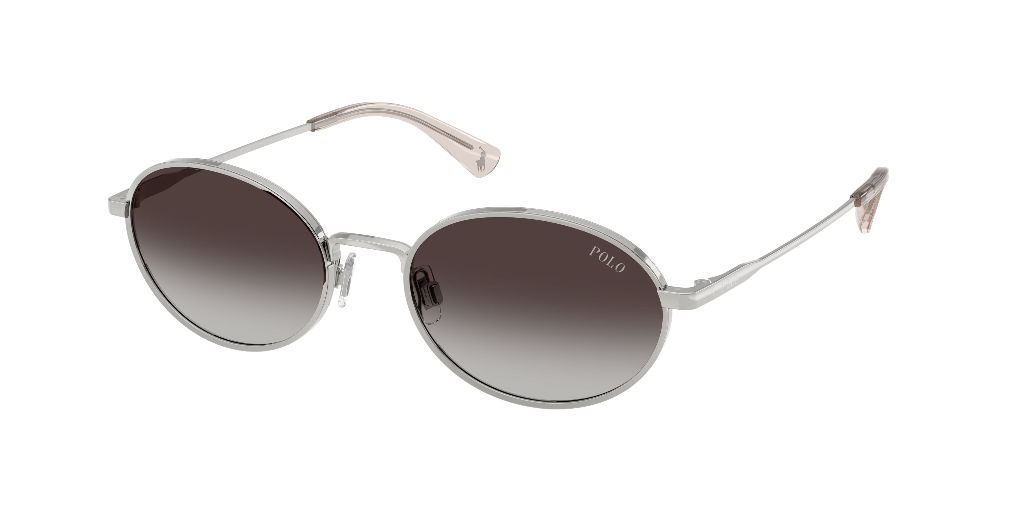 Occhiali da sole Polo PH 3162 (90018G) colore argento lucido forma ovale lenti grigio sfumato