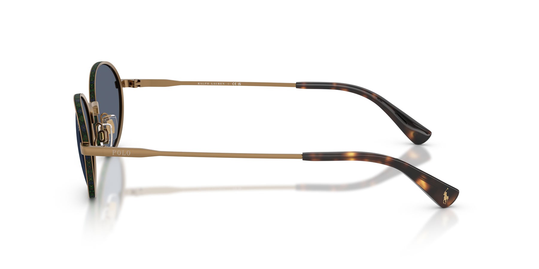 Occhiali da sole Polo PH 3162 (932487) colore ottone semilucido forma ovale lenti blu scuro