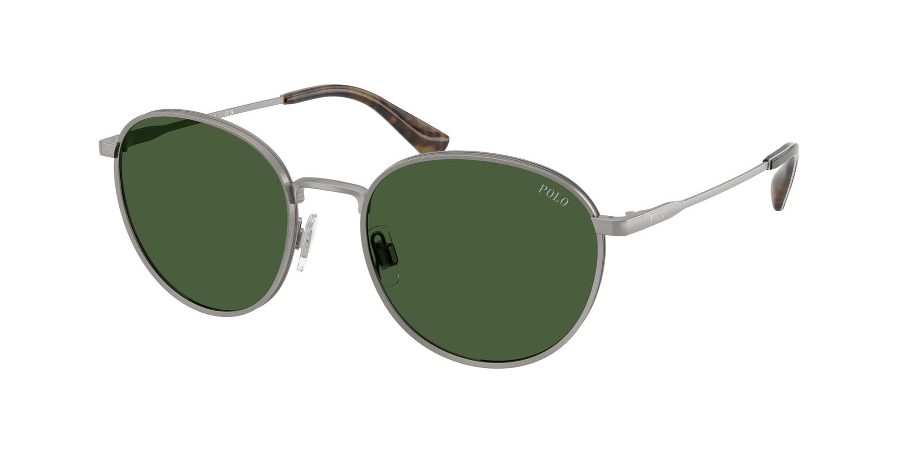 Occhiali da sole Polo PH 3163 (926671) colore gunmetal semi-brillante forma pantos lenti verde bottiglia