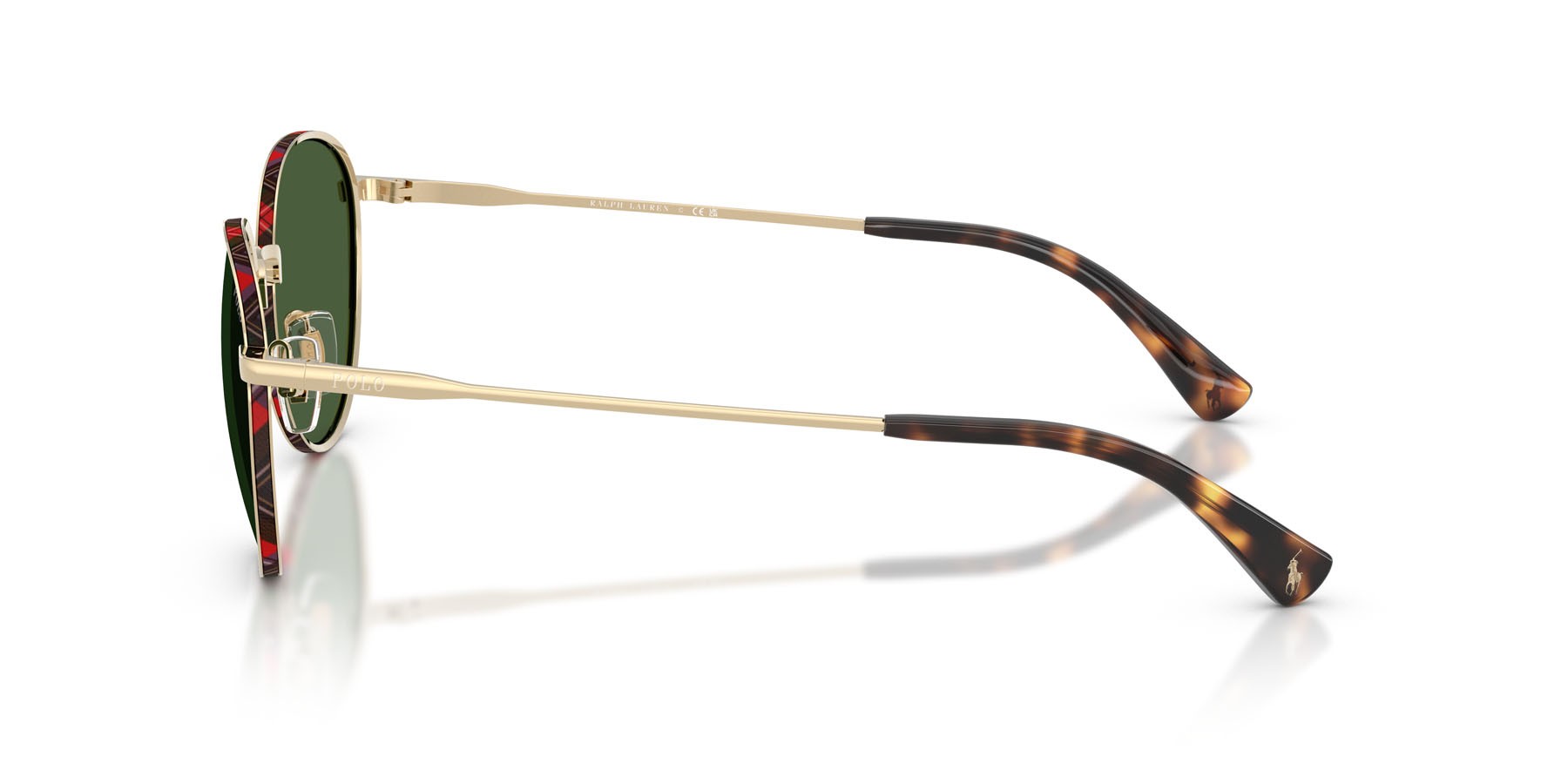 Occhiali da sole Polo PH 3163 (928671) colore oro pallido lucido forma pantos lenti verde bottiglia