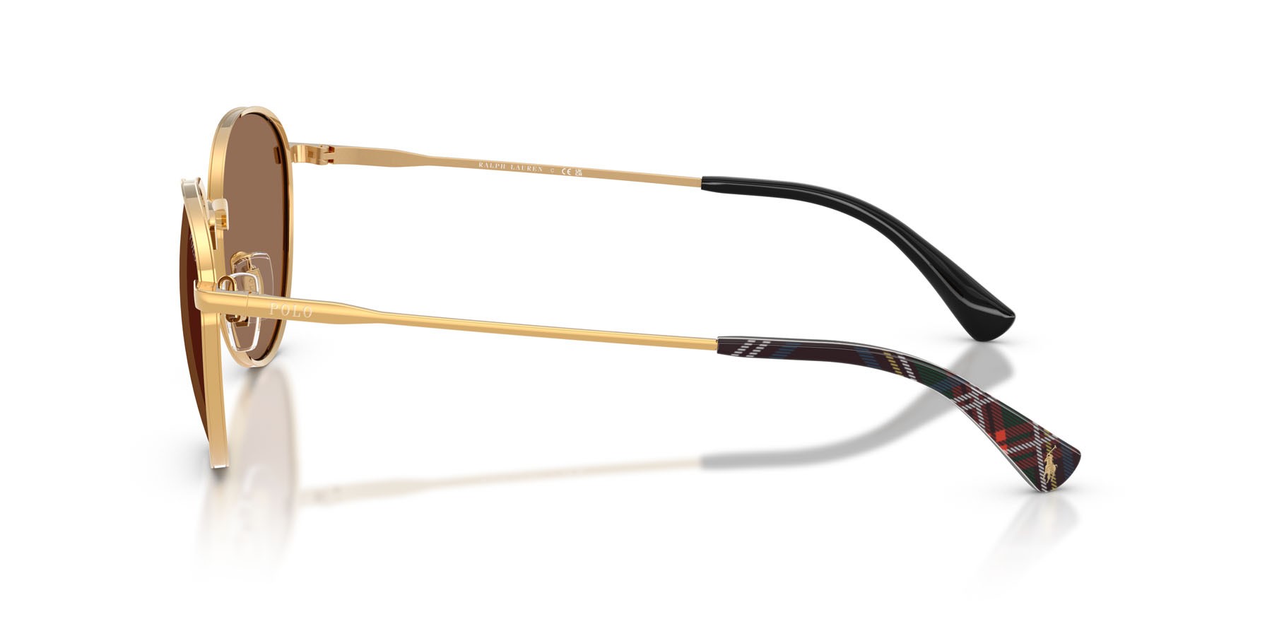 Occhiali da sole Polo PH 3163 (940273) colore ottone brillante forma pantos lenti marrone scuro