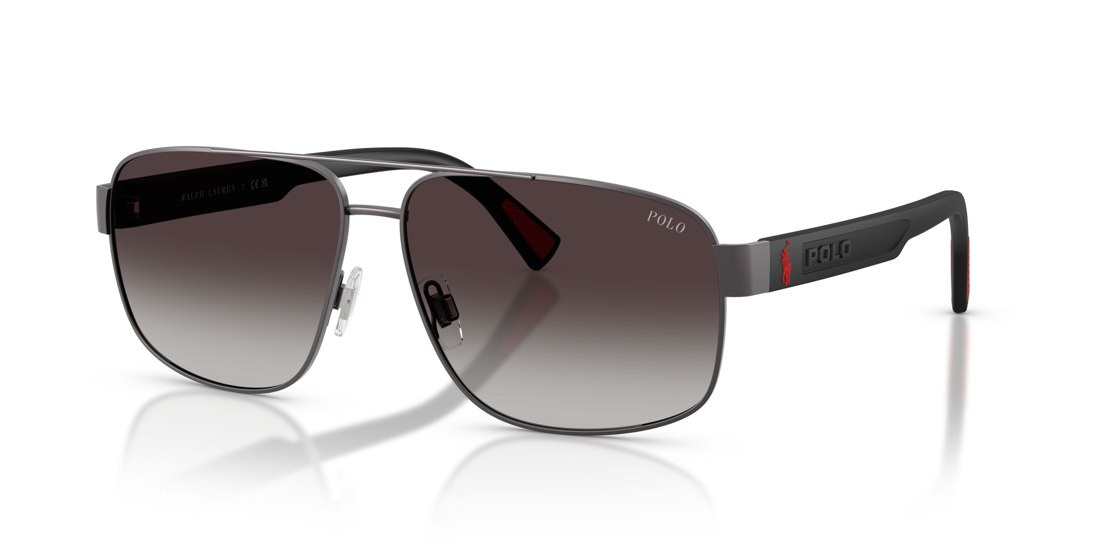 Occhiali da sole Polo PH 3165 (92158G) colore gunmetal scuro semi-brillante forma aviator lenti nero sfumato