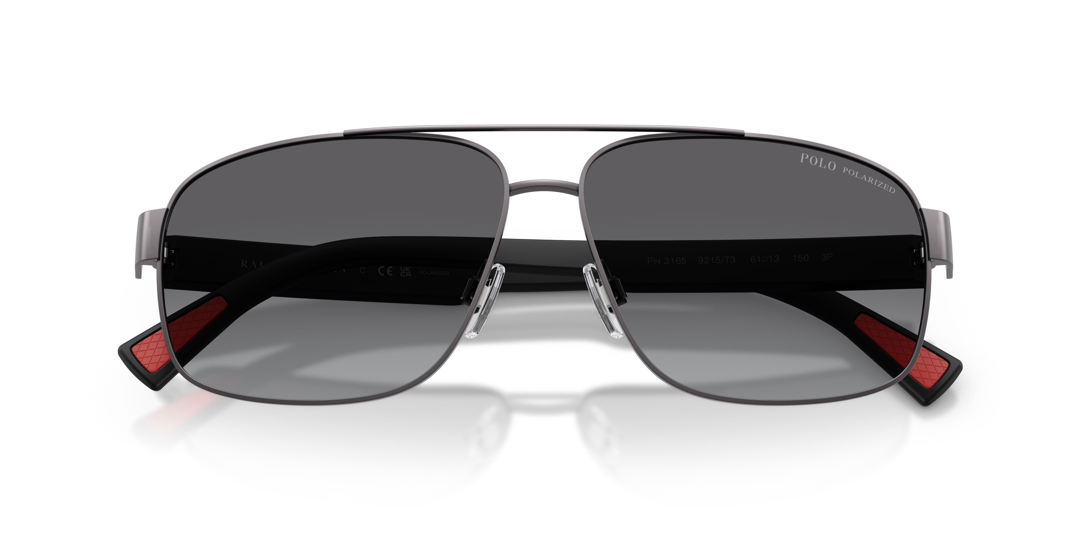 Sunglasses Polo PH 3165 (9215T3) color gunmetal scuro semi-brillante shape aviator lenses polarizzata grigio sfumato