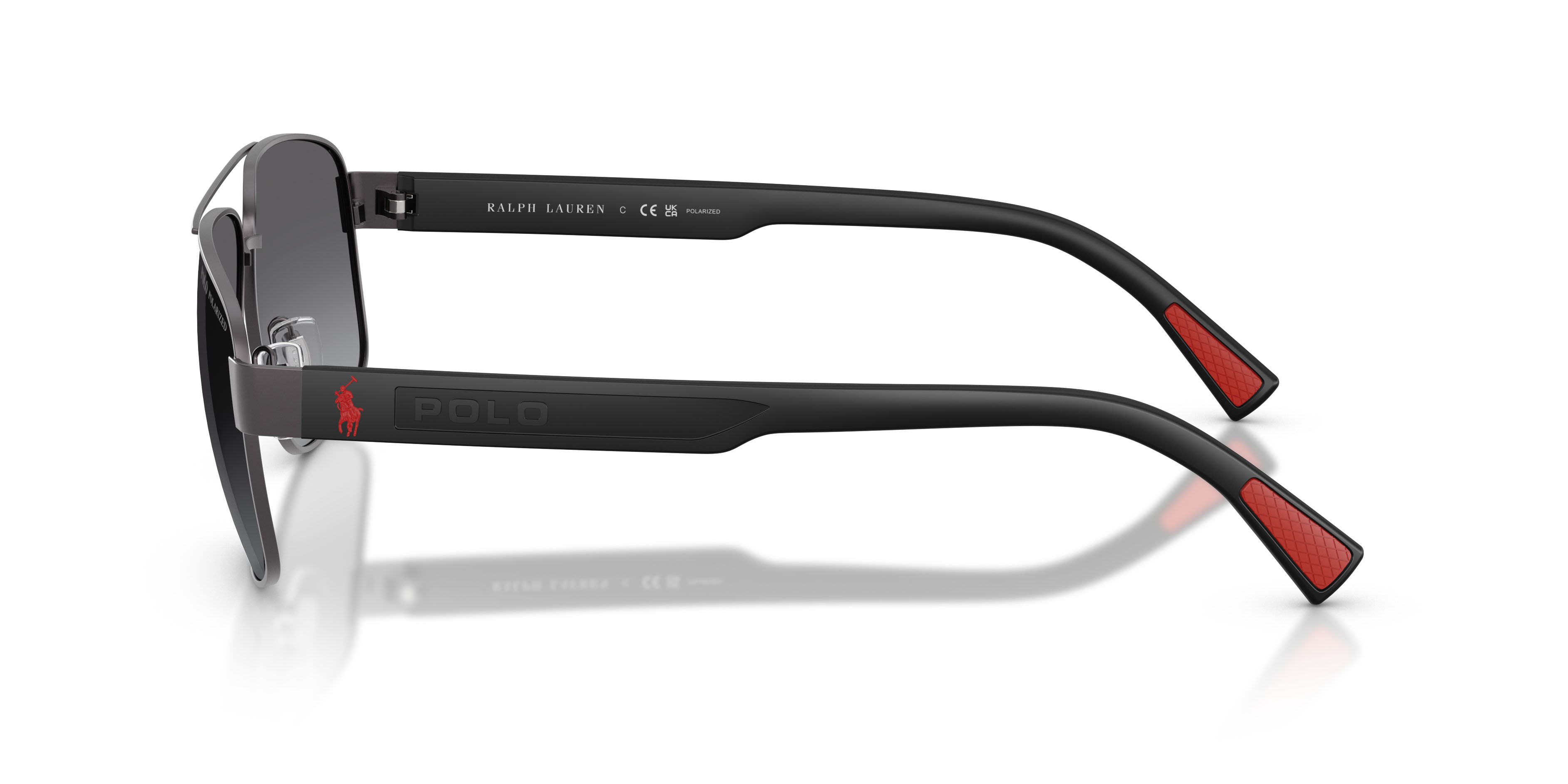 Sunglasses Polo PH 3165 (9215T3) color gunmetal scuro semi-brillante shape aviator lenses polarizzata grigio sfumato