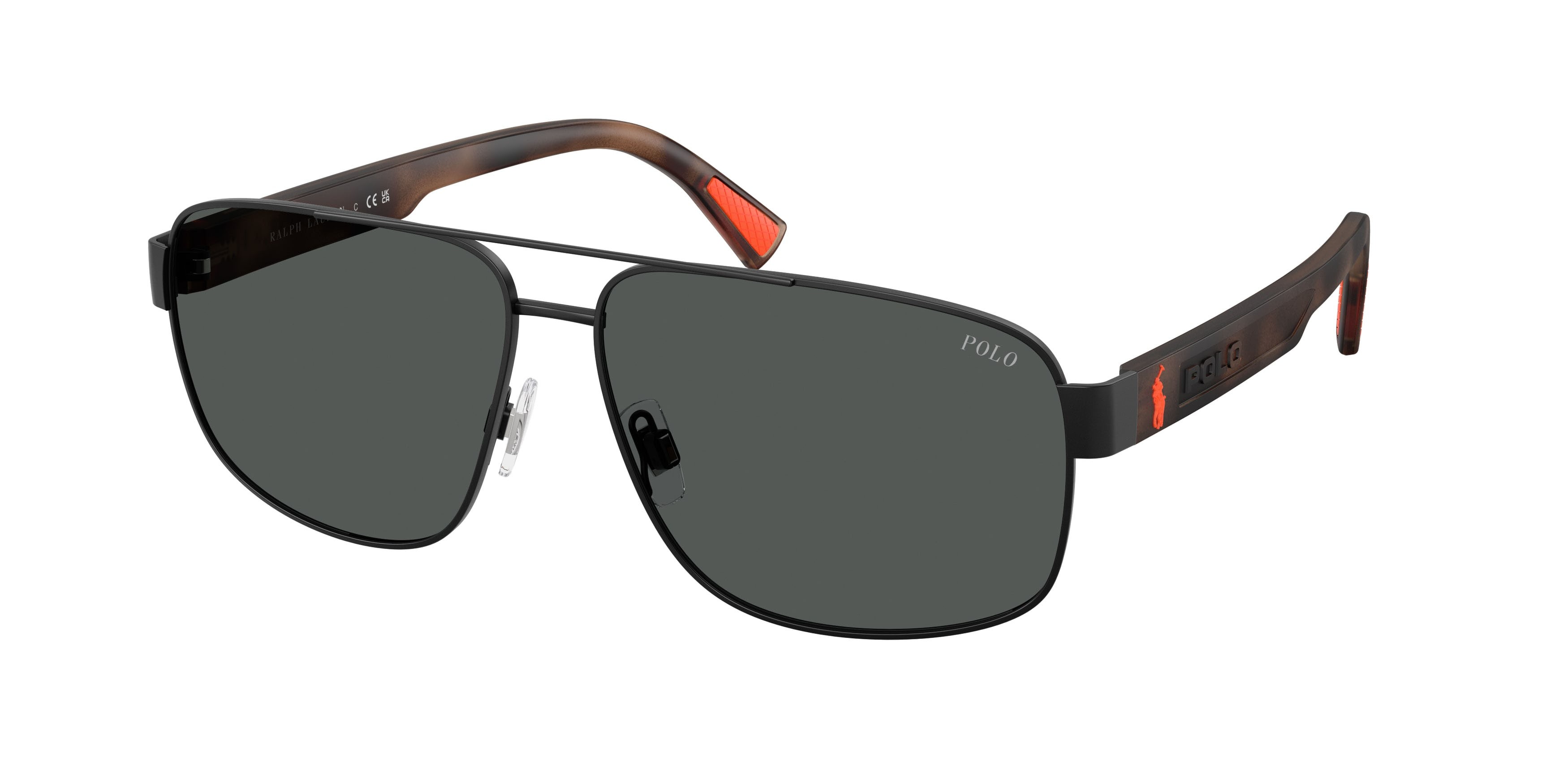 Occhiali da sole Polo PH 3165 (930487) colore nero semi-brillante forma aviator lenti grigio scuro