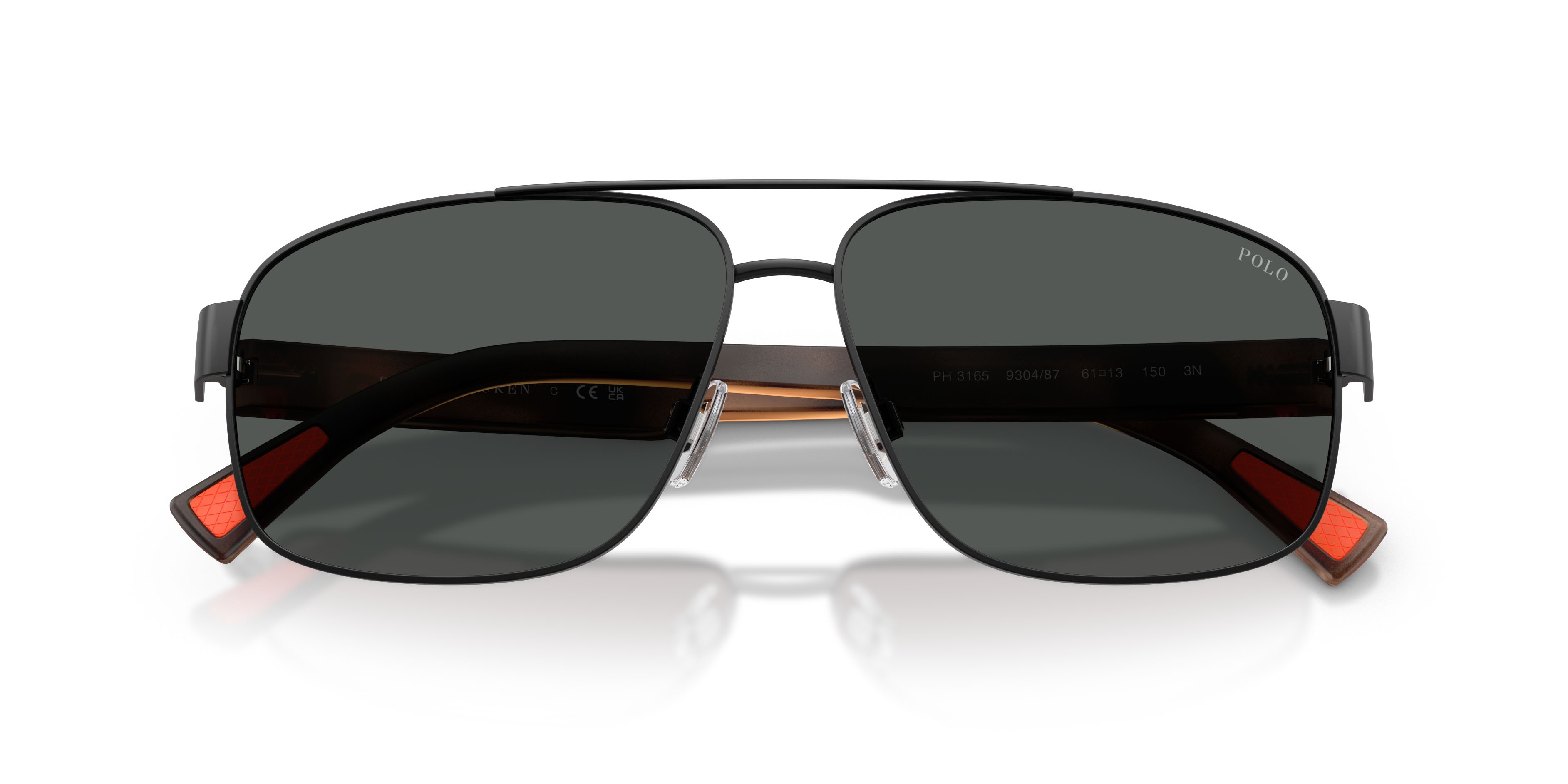 Occhiali da sole Polo PH 3165 (930487) colore nero semi-brillante forma aviator lenti grigio scuro