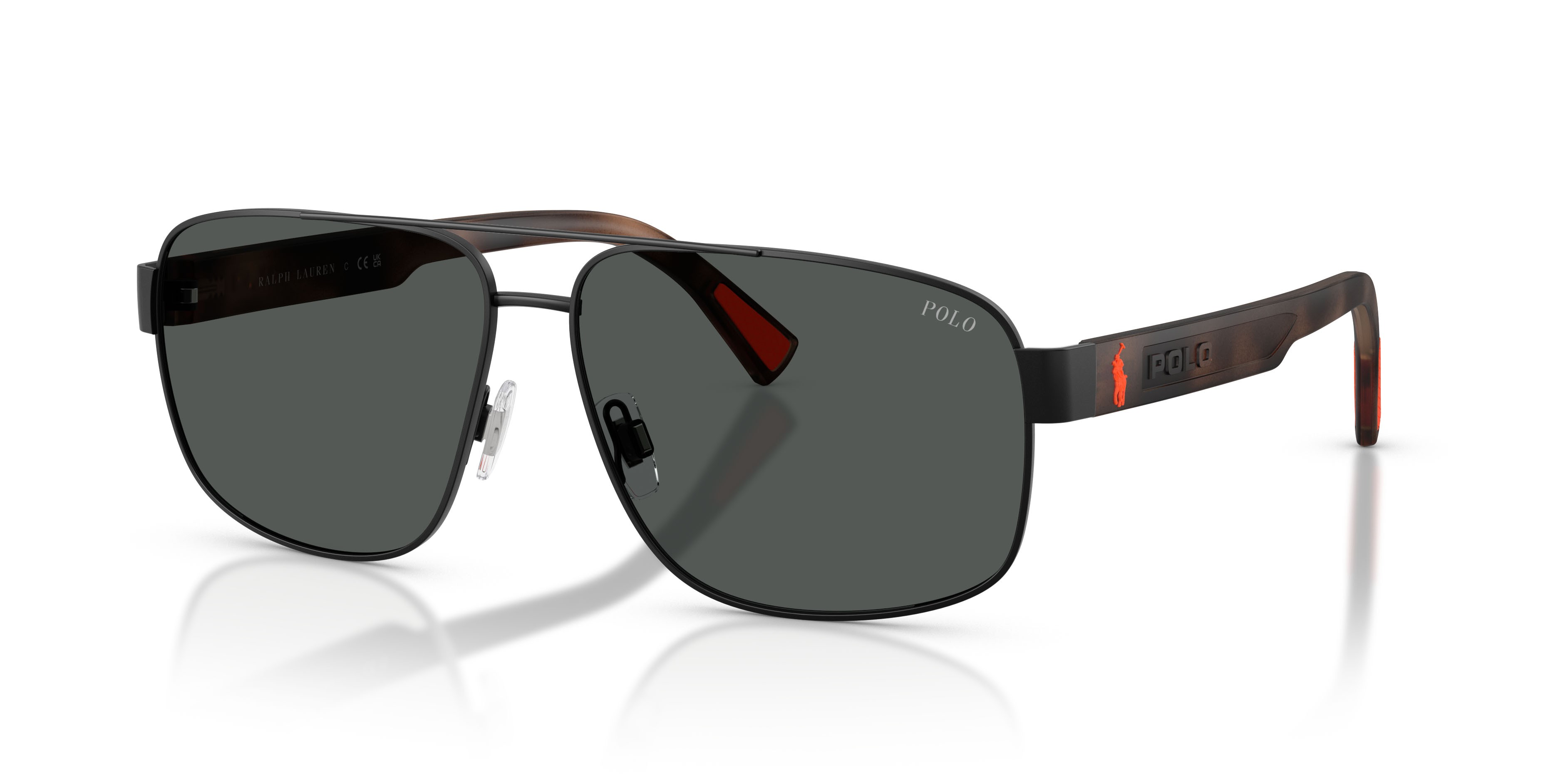 Occhiali da sole Polo PH 3165 (930487) colore nero semi-brillante forma aviator lenti grigio scuro